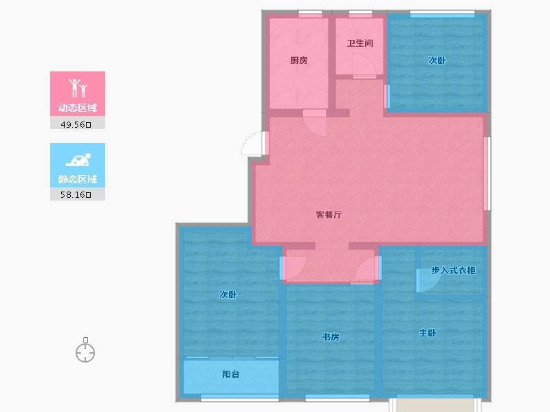 山东省-潍坊市-玉兰里-95.81-户型库-动静分区