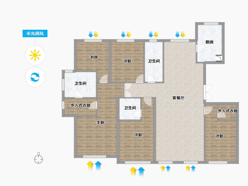 山东省-济南市-海尔绿城全运村-168.27-户型库-采光通风