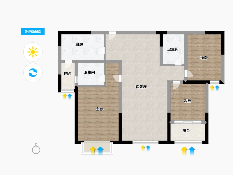 山东省-济南市-汇阳幸福城-93.00-户型库-采光通风