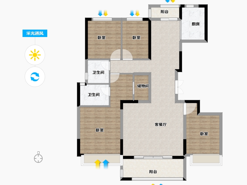 河南省-洛阳市-美景永宁府-132.00-户型库-采光通风