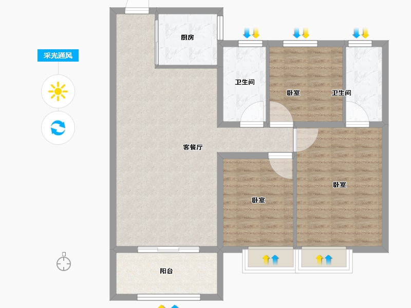 山东省-烟台市-万城华府-96.01-户型库-采光通风