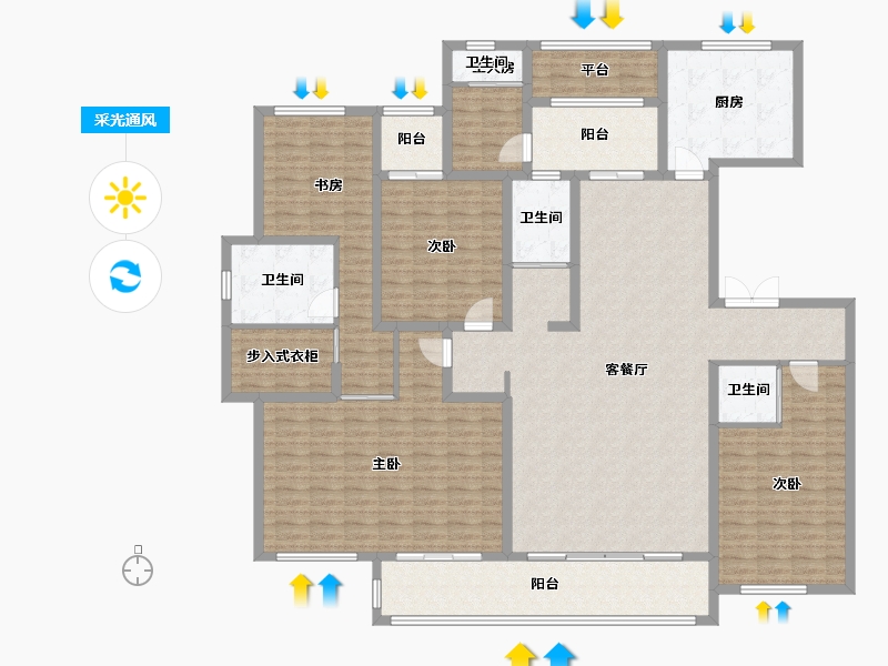 山东省-济南市-凤凰国际-203.72-户型库-采光通风