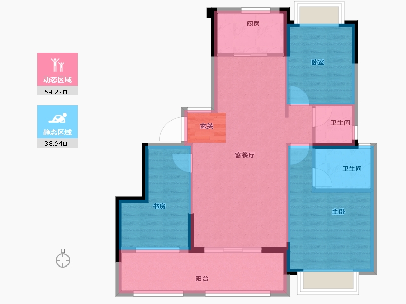 福建省-漳州市-碧桂园公园上城-83.82-户型库-动静分区