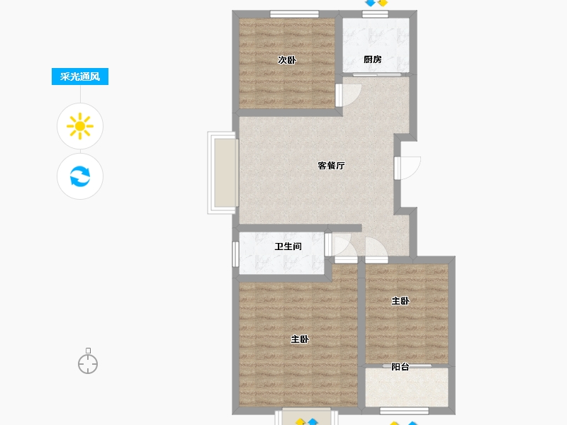 山东省-潍坊市-紫金园·世家别院-77.80-户型库-采光通风