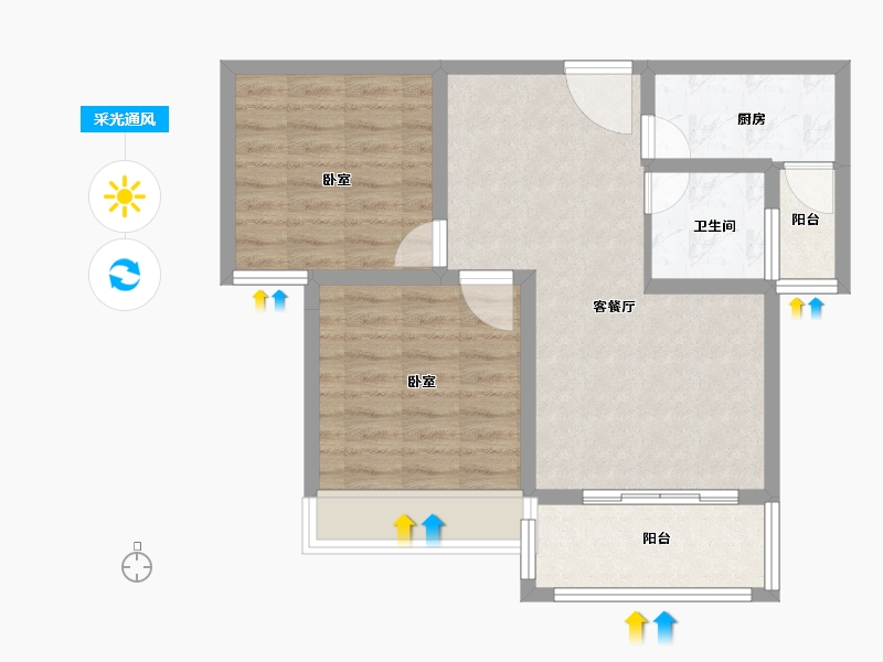 山东省-菏泽市-军威舜馨苑-65.00-户型库-采光通风