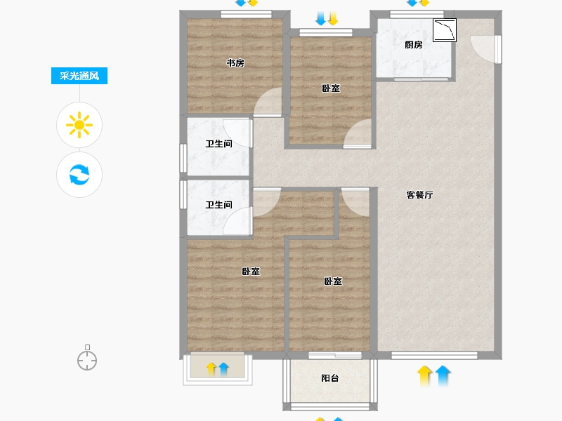 福建省-莆田市-中骏·柏景湾-103.00-户型库-采光通风