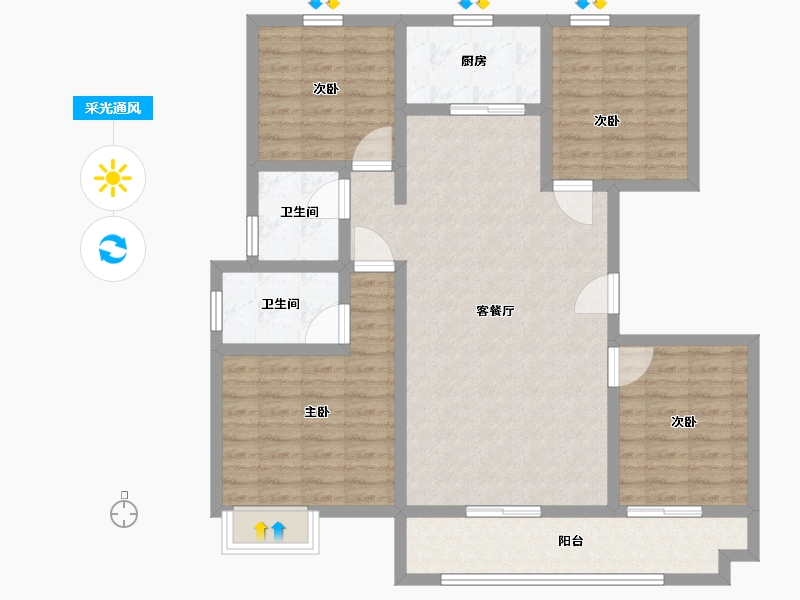 山东省-青岛市-中高名人书苑-111.01-户型库-采光通风