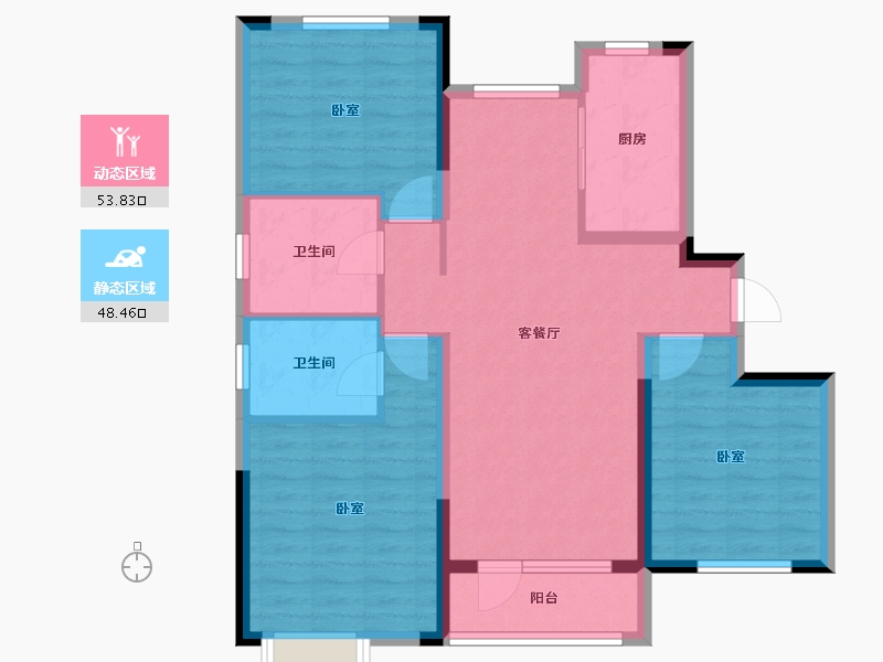 山东省-烟台市-中节能朗庭-91.39-户型库-动静分区