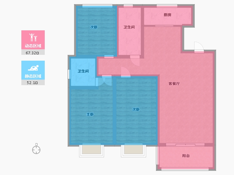 山东省-潍坊市-锦程嘉苑-106.60-户型库-动静分区