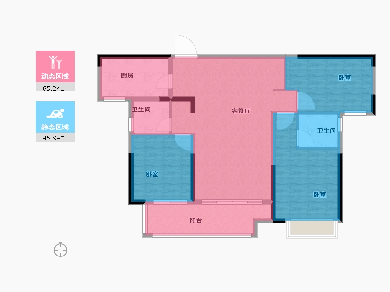 河南省-郑州市-金科博翠书院小镇-100.49-户型库-动静分区