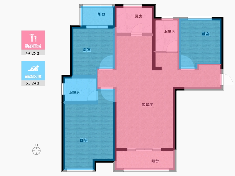 河南省-郑州市-锦雍水之郡-103.59-户型库-动静分区