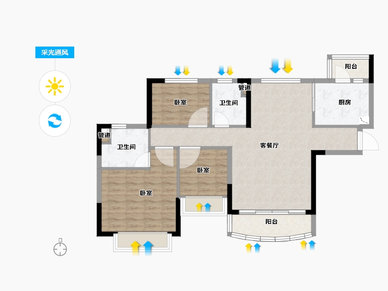 安徽省-合肥市-新滨湖恒大文化旅游城-88.00-户型库-采光通风