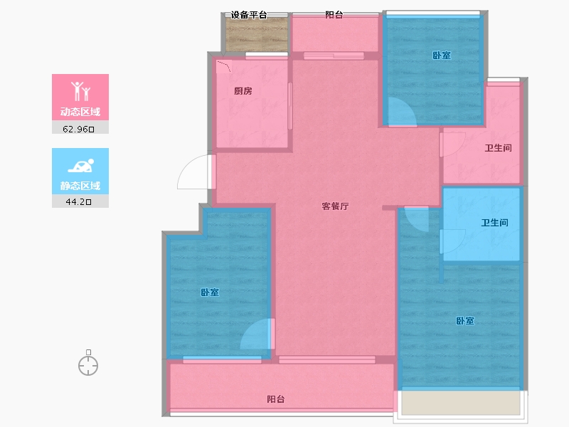 浙江省-舟山市-绿城柳岸晓风花园-97.82-户型库-动静分区