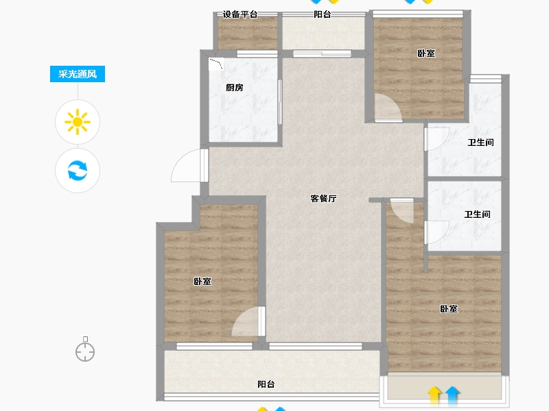 浙江省-舟山市-绿城柳岸晓风花园-97.82-户型库-采光通风