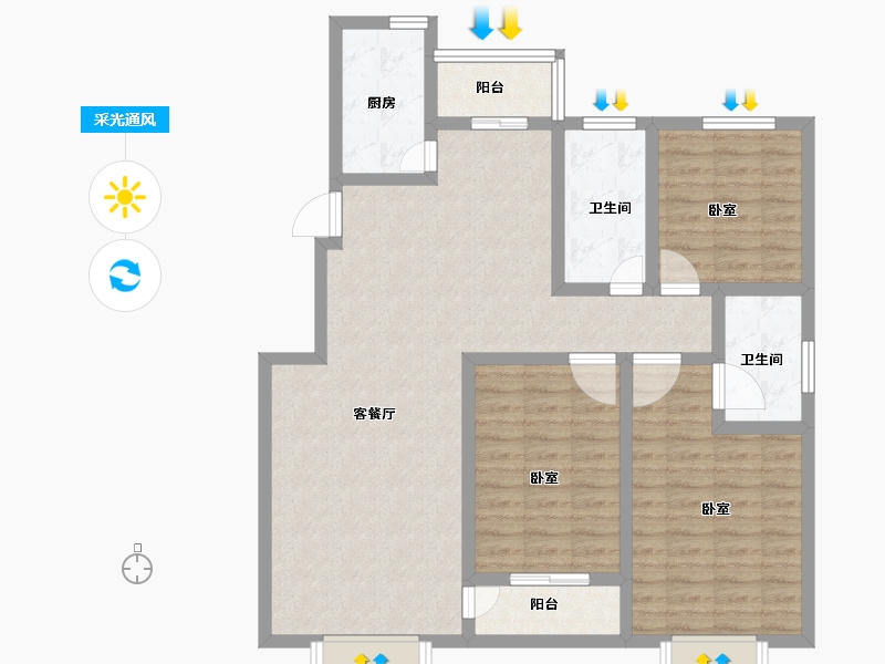 河南省-洛阳市-曌华水郡-102.00-户型库-采光通风