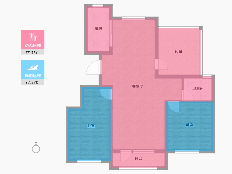 新疆维吾尔自治区-乌鲁木齐市-西府小院-82.77-户型库-动静分区