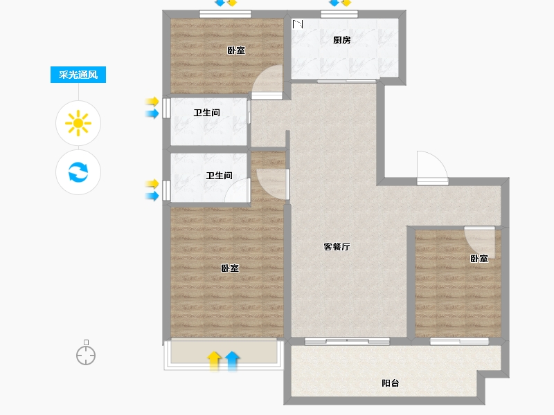 河南省-安阳市-碧桂园玺悦-102.00-户型库-采光通风