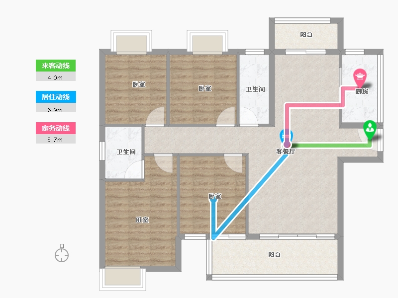 福建省-龙岩市-江南名府-106.00-户型库-动静线