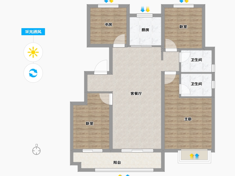 山东省-枣庄市-梁众·苹果郡-102.20-户型库-采光通风