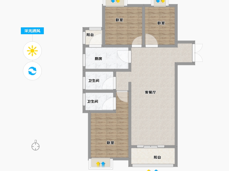 山东省-菏泽市-定陶维也纳国际城-107.00-户型库-采光通风