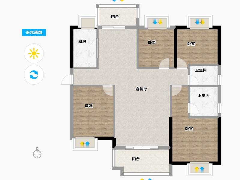 福建省-宁德市-德润悦汇里-111.00-户型库-采光通风