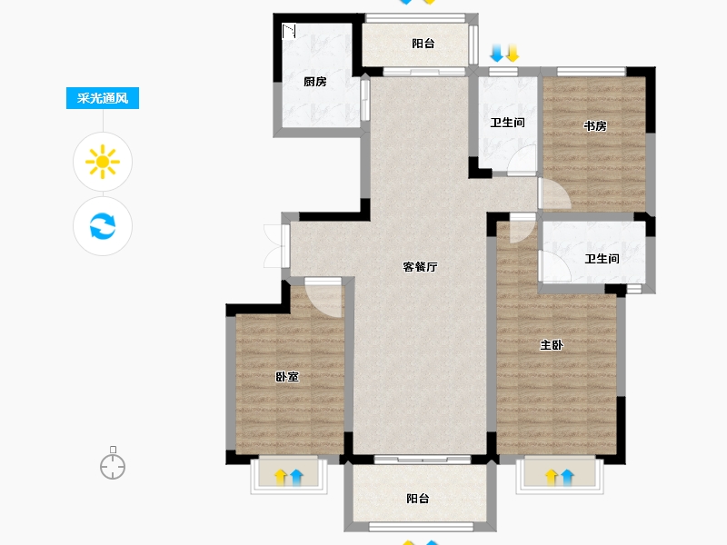 河南省-洛阳市-恒泰中心-109.54-户型库-采光通风