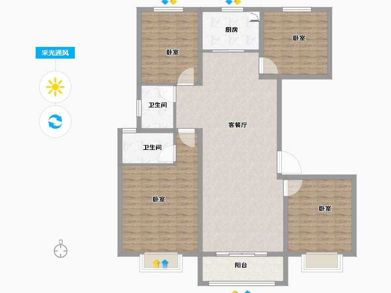 河南省-安阳市-内黄嘉洲城-129.38-户型库-采光通风