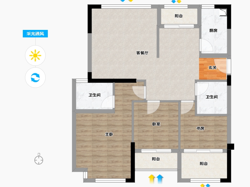 福建省-漳州市-平和御龙湾-89.99-户型库-采光通风