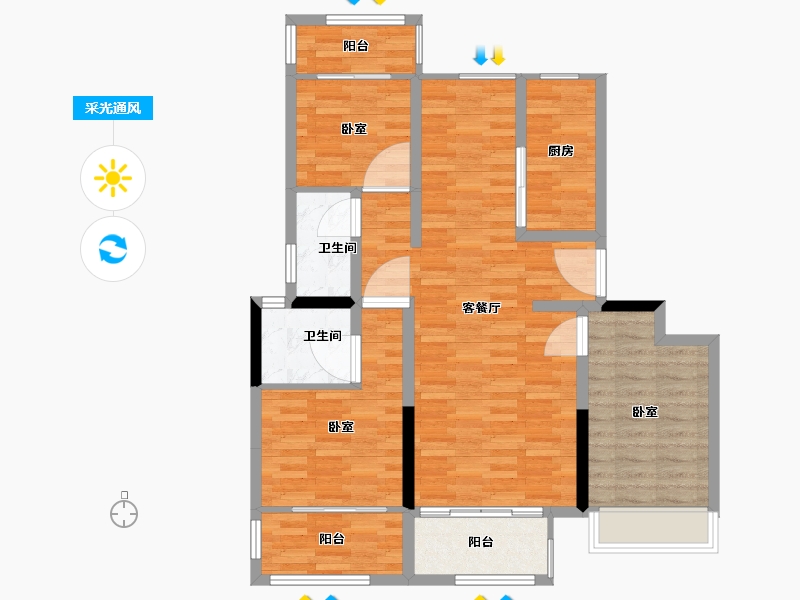 河南省-郑州市-禹洲嘉誉风华-92.01-户型库-采光通风