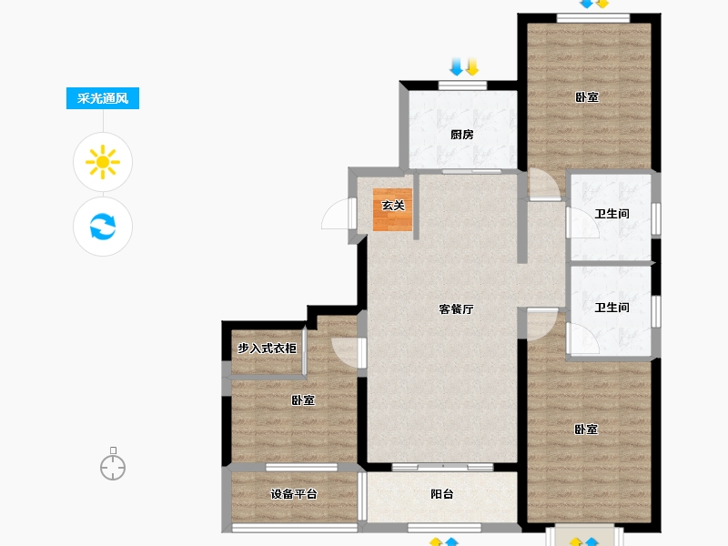 山东省-烟台市-中节能朗庭-105.00-户型库-采光通风