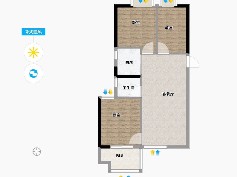 福建省-宁德市-逸涛东湖澜悦-72.57-户型库-采光通风