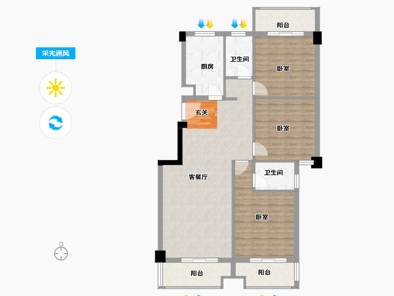 福建省-漳州市-兴博广场-106.84-户型库-采光通风