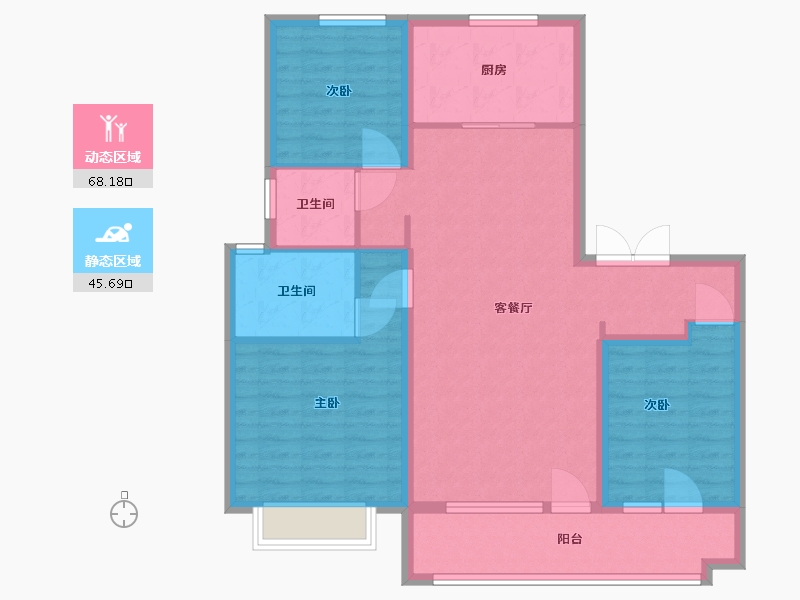 山东省-潍坊市-旭辉银盛泰博观熙岸-102.40-户型库-动静分区