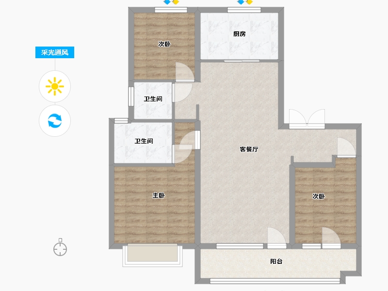 山东省-潍坊市-旭辉银盛泰博观熙岸-102.40-户型库-采光通风