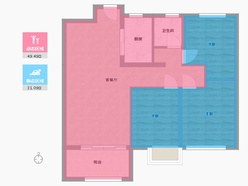 山东省-潍坊市-蓝城清风明月明月苑-72.20-户型库-动静分区