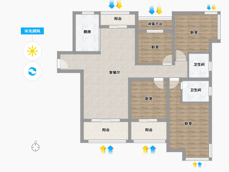 浙江省-绍兴市-天际海悦-104.01-户型库-采光通风