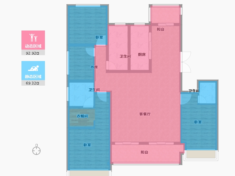 河南省-郑州市-中森蓝山玖玥-146.47-户型库-动静分区