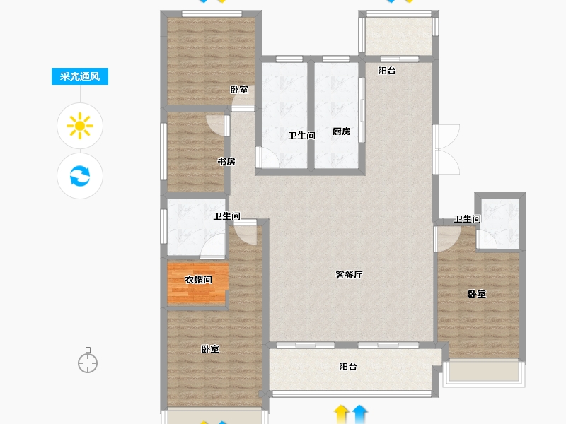 河南省-郑州市-中森蓝山玖玥-146.47-户型库-采光通风