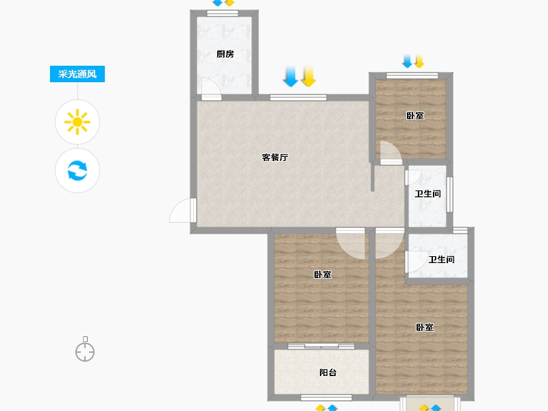 河南省-安阳市-旺龙荣盛华府-100.58-户型库-采光通风