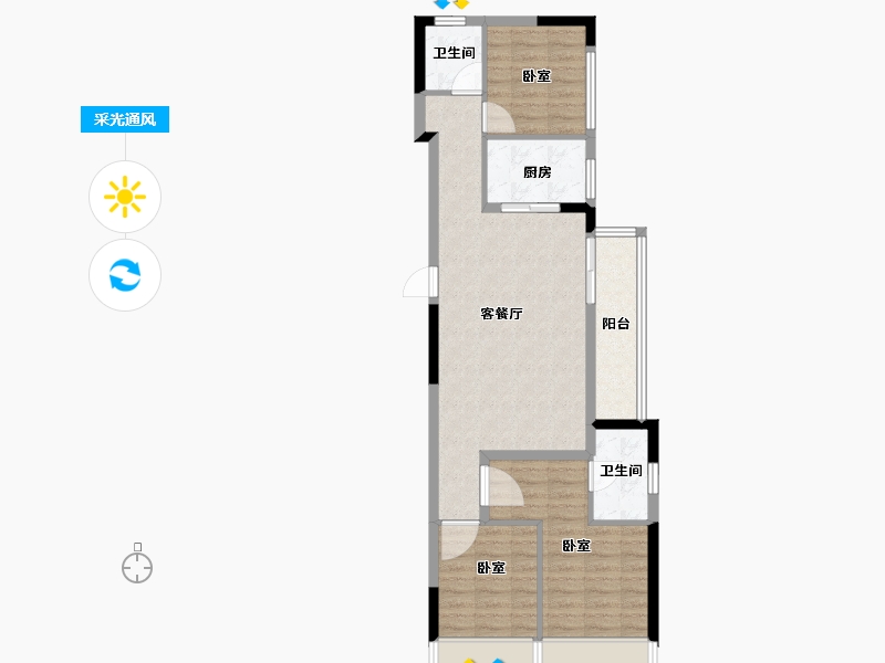 浙江省-绍兴市-随园二期-78.00-户型库-采光通风