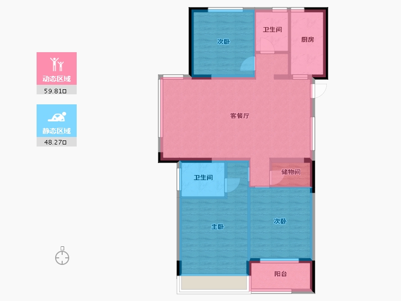 江西省-宜春市-北湖豪苑2期-97.61-户型库-动静分区