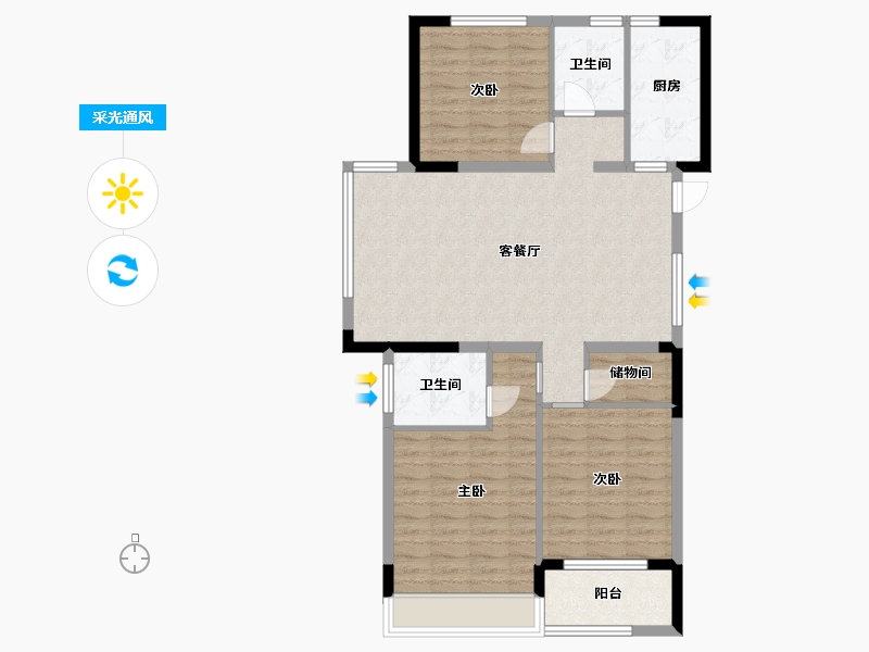 江西省-宜春市-北湖豪苑2期-97.61-户型库-采光通风