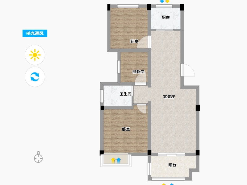 浙江省-绍兴市-江上澜庭-73.00-户型库-采光通风