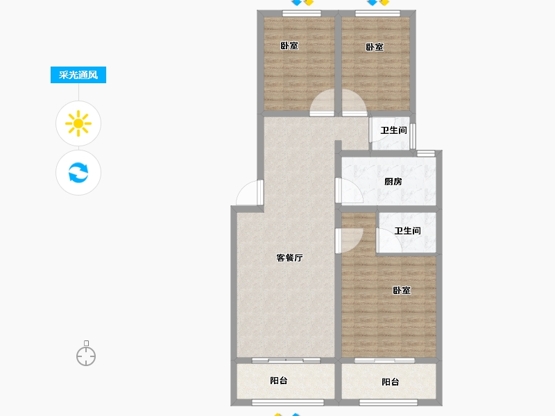 山东省-菏泽市-城建翰林华庭-104.00-户型库-采光通风