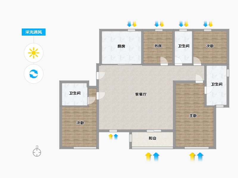 山东省-青岛市-海信君澜-159.14-户型库-采光通风