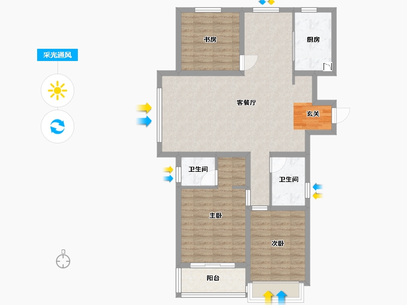 山东省-潍坊市-图蘭朵-91.25-户型库-采光通风