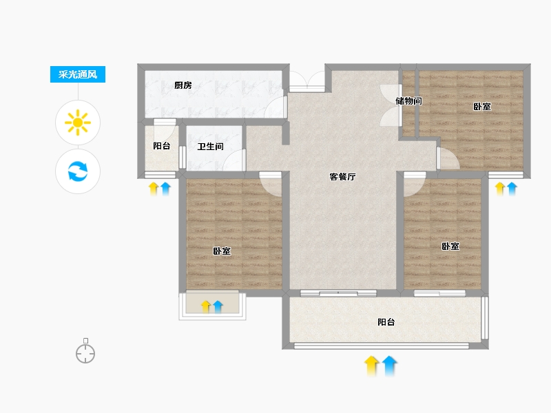 山东省-菏泽市-定陶维也纳国际城-102.00-户型库-采光通风