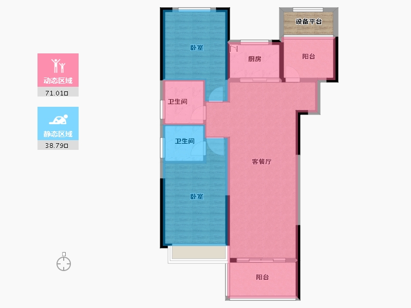 安徽省-合肥市-华南城紫荆名都四期锦园-102.13-户型库-动静分区