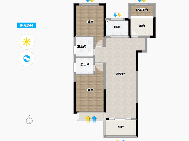 安徽省-合肥市-华南城紫荆名都四期锦园-102.13-户型库-采光通风