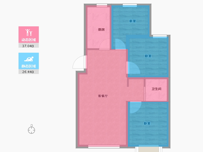 新疆维吾尔自治区-乌鲁木齐市-金茂丝路小镇海棠花园-56.12-户型库-动静分区